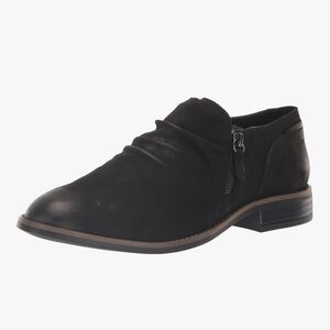 Clarks Black Ruching Side Zip Loafer